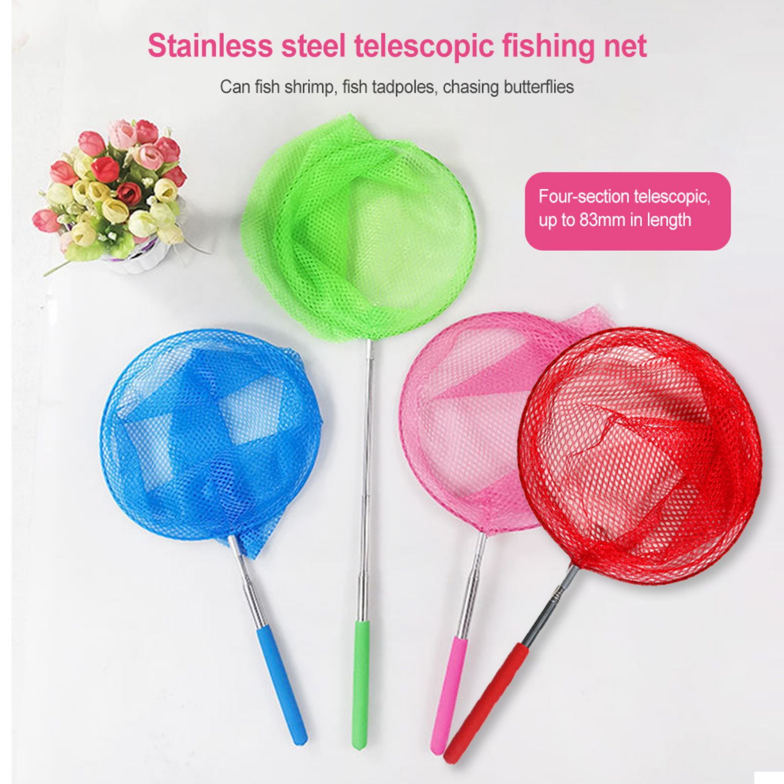 Landing Net Telescopic - Mini-Fischernetz bunte rutsch feste Griffs tange