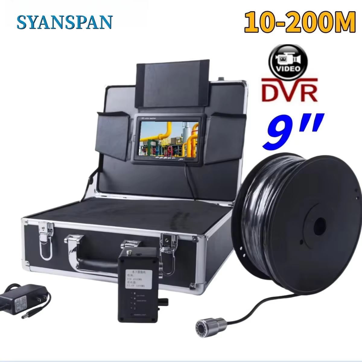 Underwater Fishing Camera - 7/9-Zoll-Bildschirm Unterwasserbrunnenkamera 200 m Kabel; SYANSPAN