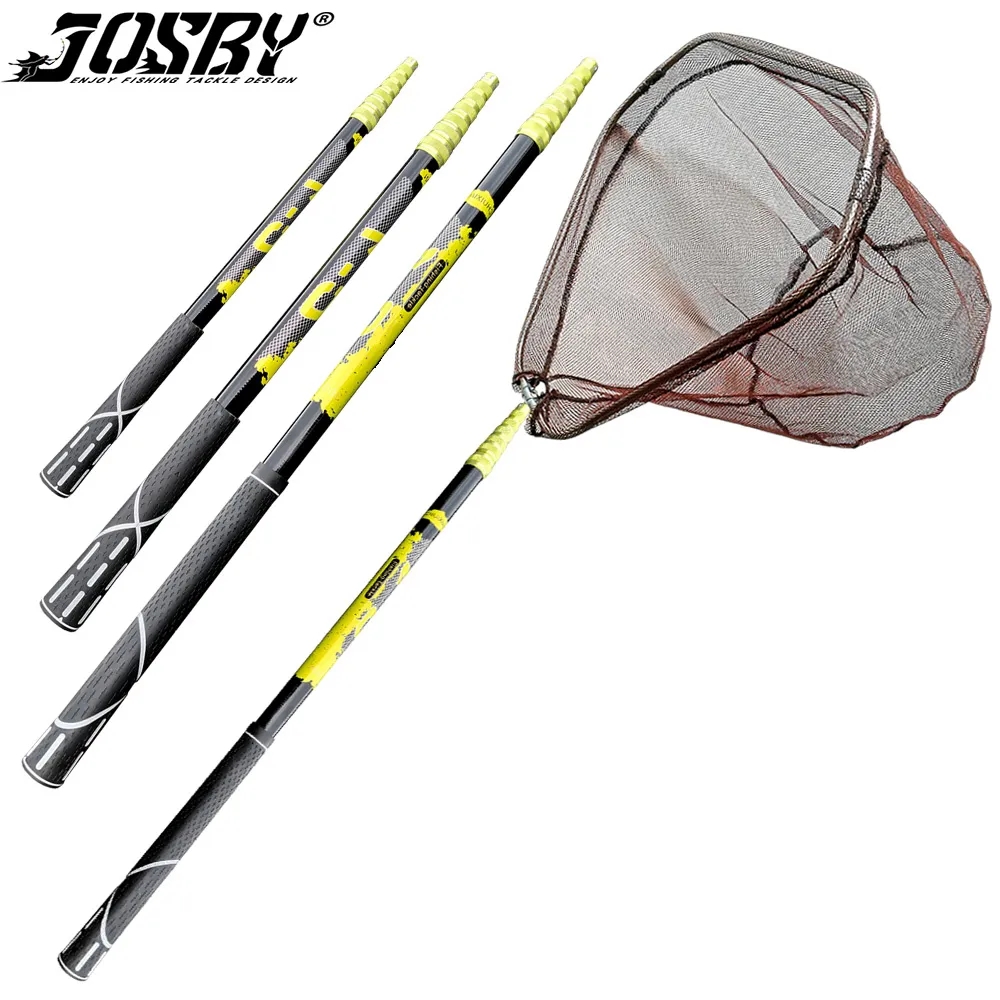 Landing Net Telescopic - JOSBY Leichtes Teleskop-Angelkescher aus Kohlefaser, Fischverlängerungsstange,
